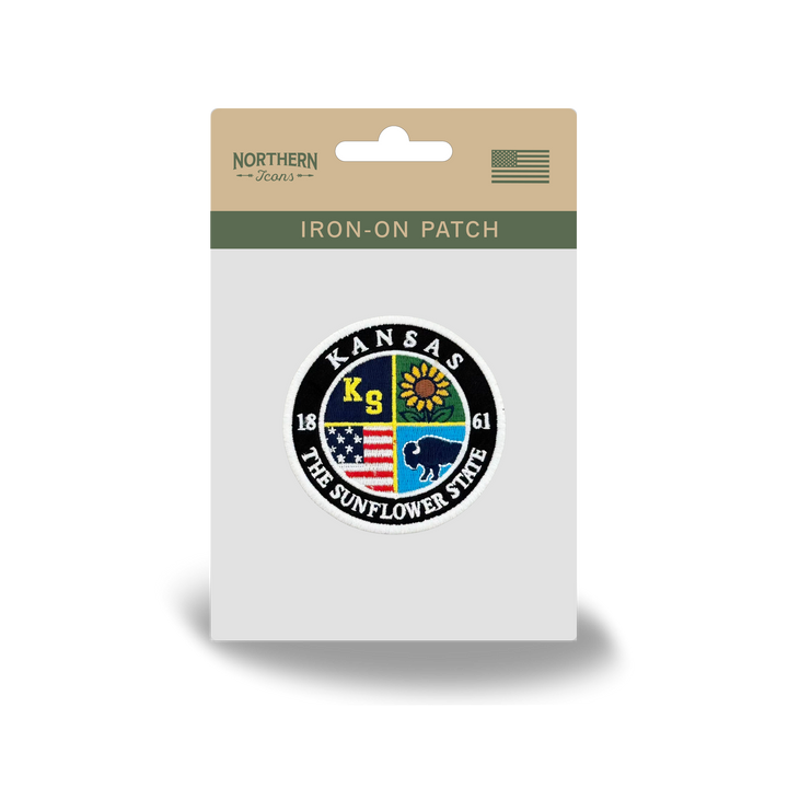 Kansas Sunflower State Embroidered Patch Vintage USA Travel Patch Iron On