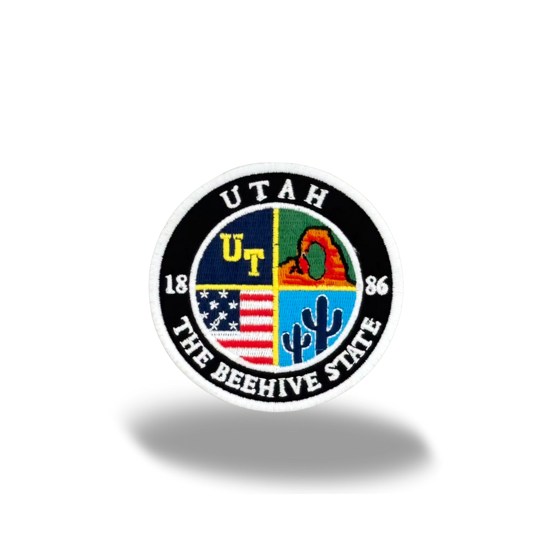 Utah Beehive State Embroidered Iron-On Patch Vintage Travel Badge