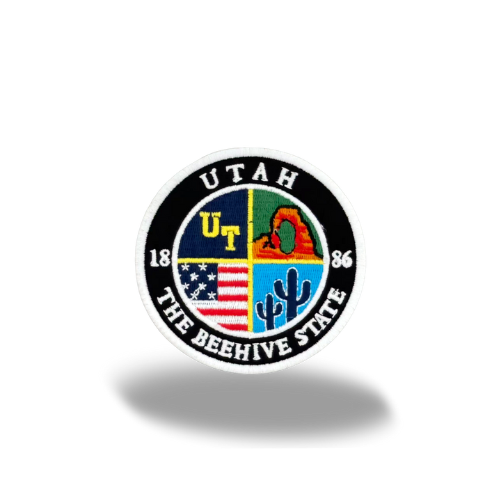 Utah Beehive State Embroidered Iron-On Patch Vintage Travel Badge