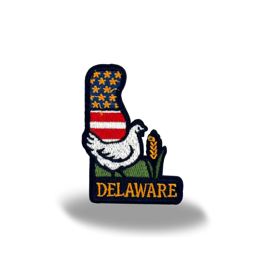 Delaware State Embroidered Patch State Shape Chicken Farm Souvenir Badge