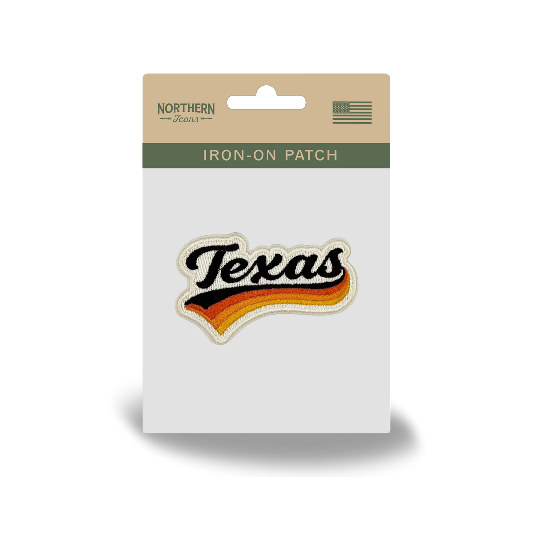 Texas Vintage Script Embroidered Patch Retro Western State Travel Souvenir Iron-On Patch
