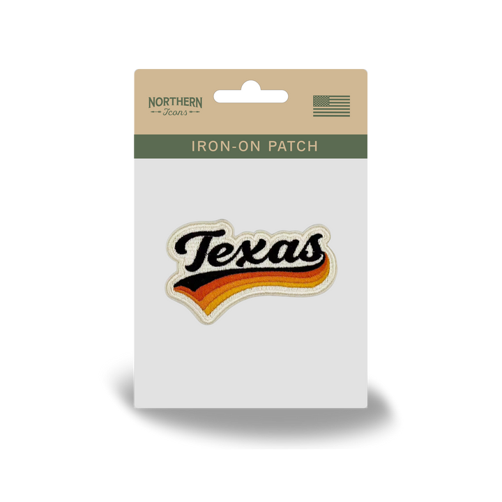 Texas Vintage Script Embroidered Patch Retro Western State Travel Souvenir Iron-On Patch