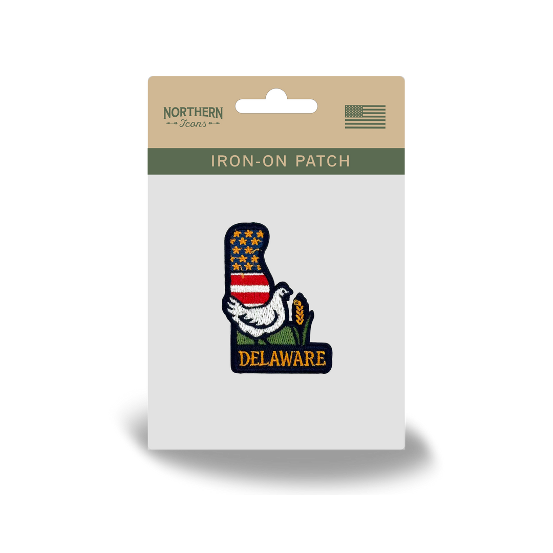 Delaware State Embroidered Patch State Shape Chicken Farm Souvenir Badge