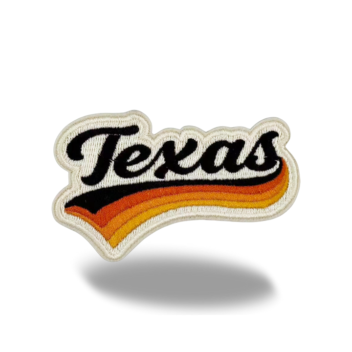 Texas Vintage Script Embroidered Patch Retro Western State Travel Souvenir Iron-On Patch