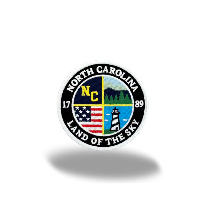 North Carolina Land of the Sky Iron-On Embroidered Patch – Round Souvenir Patch