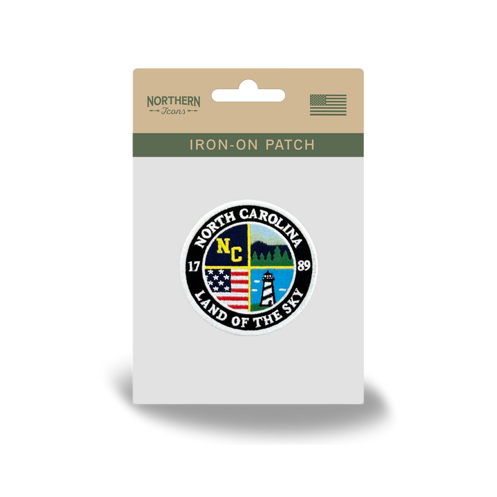 North Carolina Land of the Sky Iron-On Embroidered Patch – Round Souvenir Patch