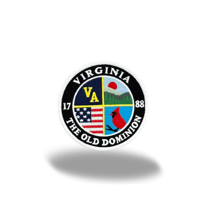 Virginia Old Dominion Iron-On Embroidered Patch – Round Souvenir Patch