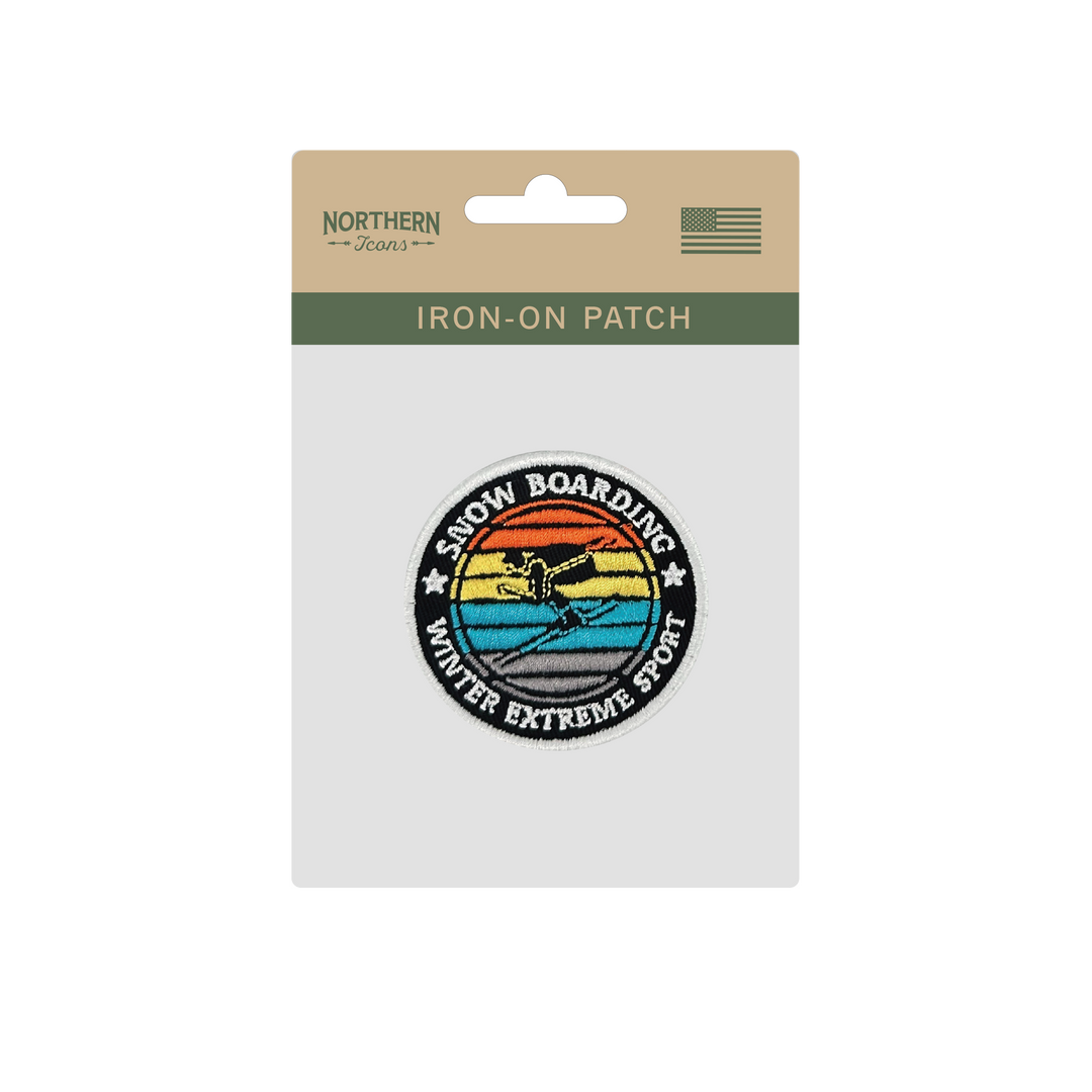 Snowboarding Retro Iron On Embroidery Patch