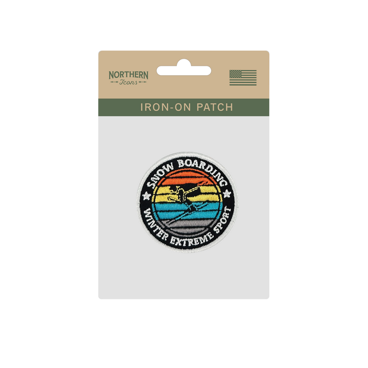 Snowboarding Retro Iron On Embroidery Patch