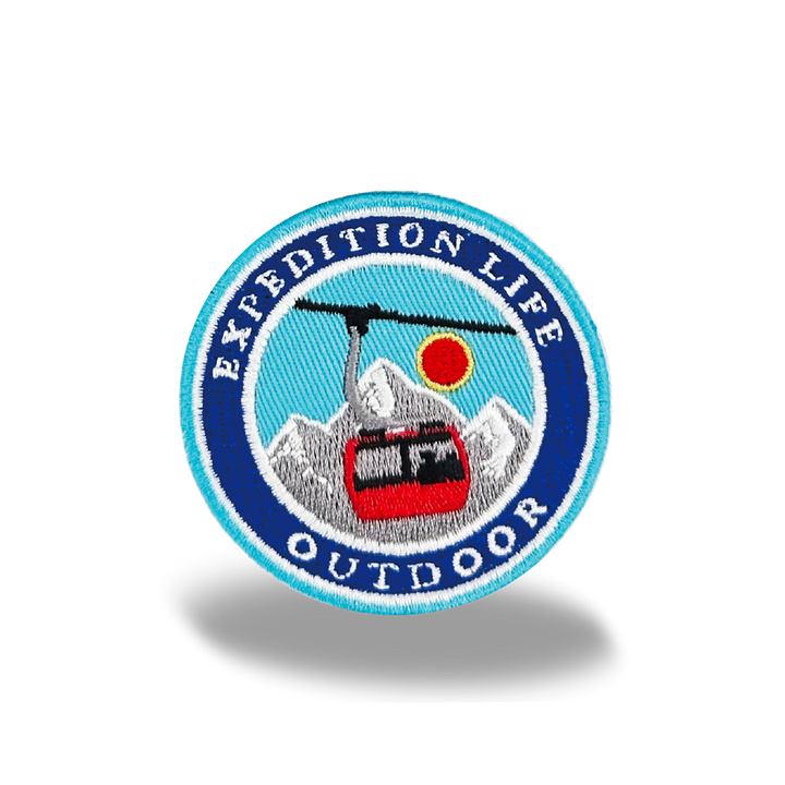 Snowy Mountain Cable Car Iron On Embroidery Patch