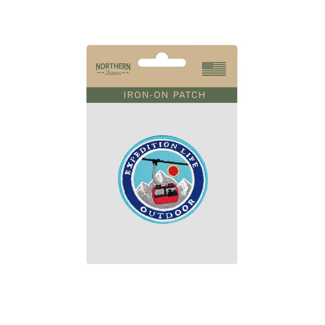 Snowy Mountain Cable Car Iron On Embroidery Patch