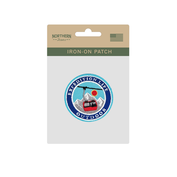 Snowy Mountain Cable Car Iron On Embroidery Patch
