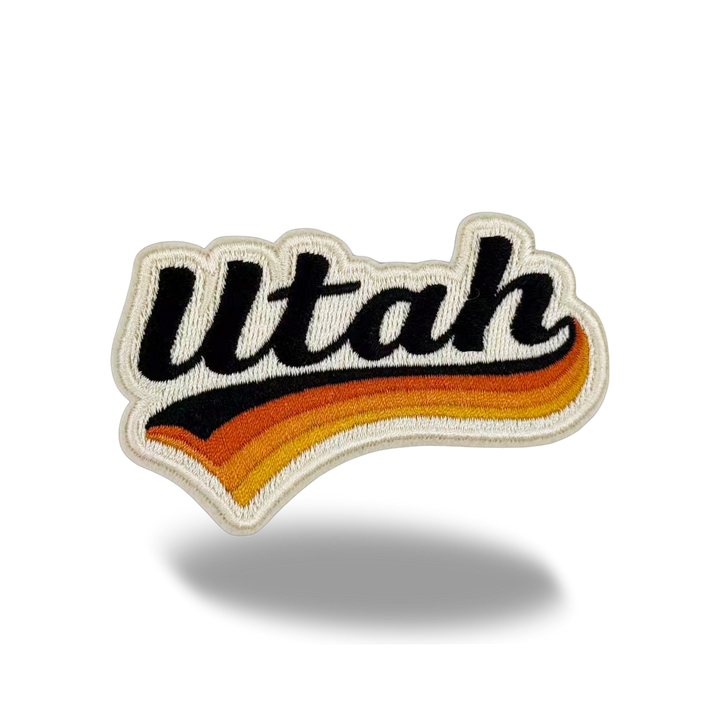 Utah Vintage Script Embroidered Patch Retro Western State Travel Souvenir Iron-On Patch