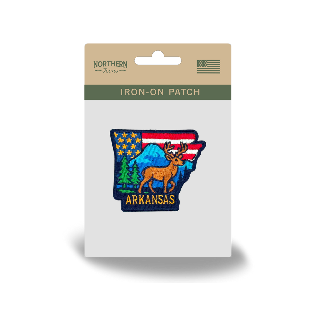 Arkansas State Embroidered Patch State Shape Deer Nature Souvenir Patch