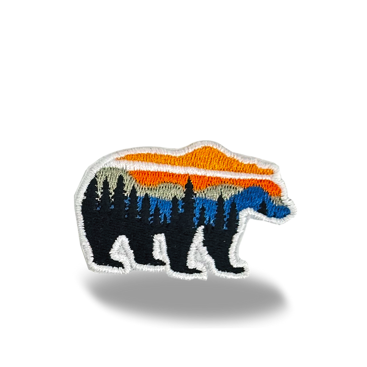 Sunset Bear Wilderness Iron On Embroidery Patch