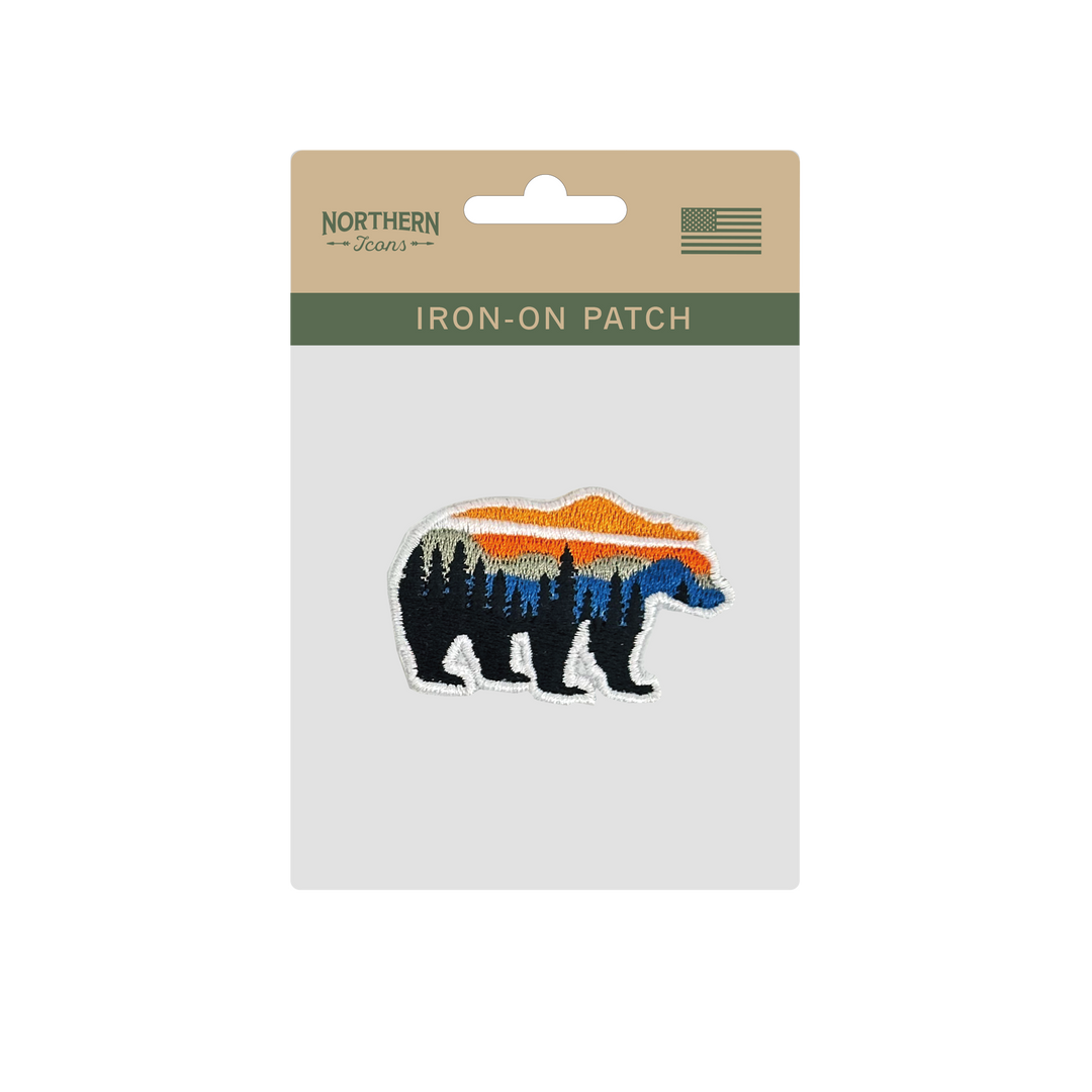 Sunset Bear Wilderness Iron On Embroidery Patch