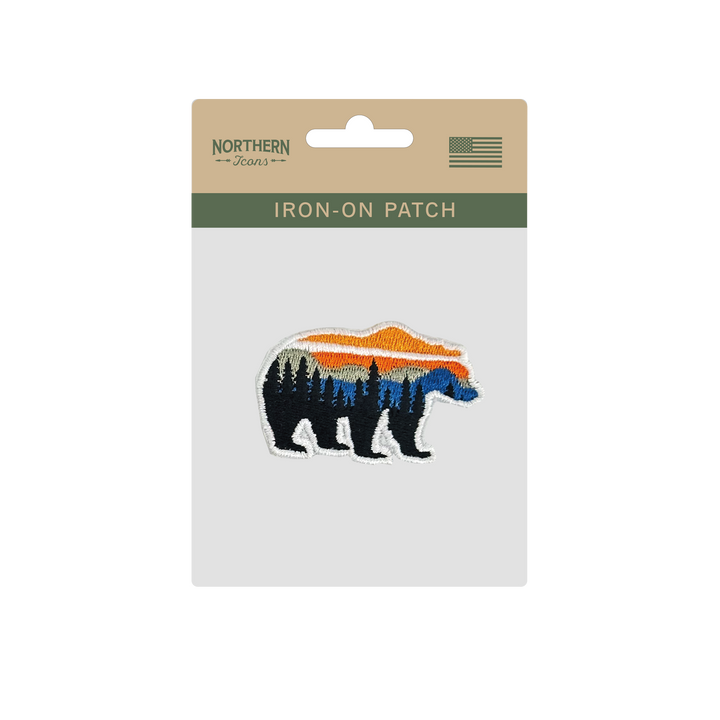Sunset Bear Wilderness Iron On Embroidery Patch