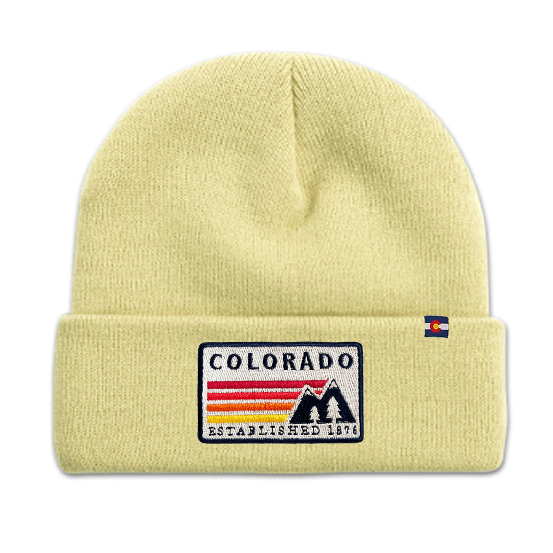Colorado Retro Mountain Knit Beanie for Outdoor Adventure Lovers