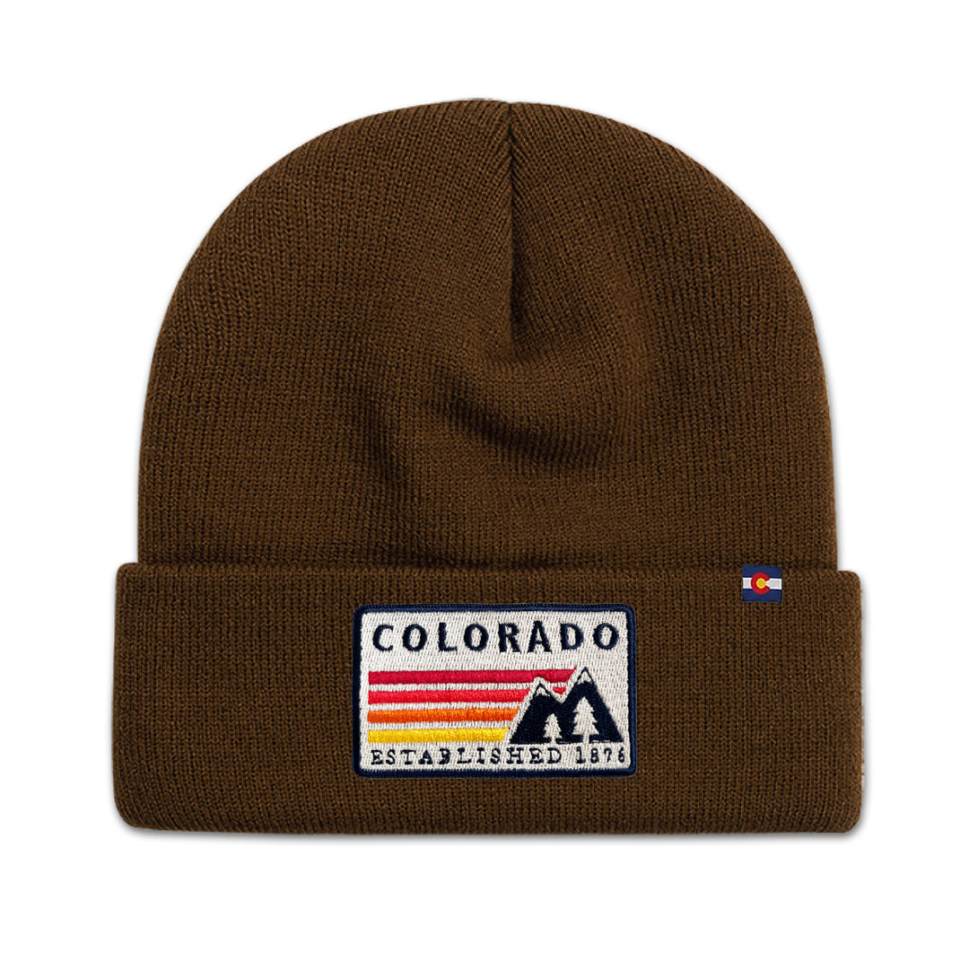 Colorado Retro Mountain Knit Beanie for Outdoor Adventure Lovers