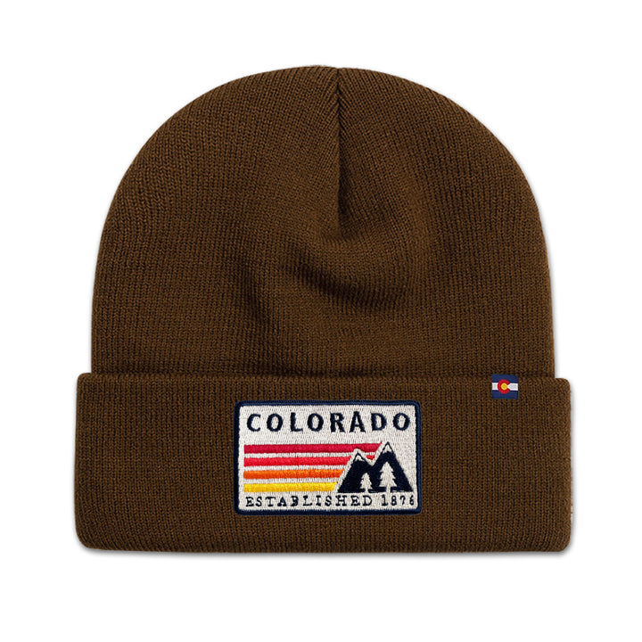 Colorado Retro Mountain Knit Beanie for Outdoor Adventure Lovers