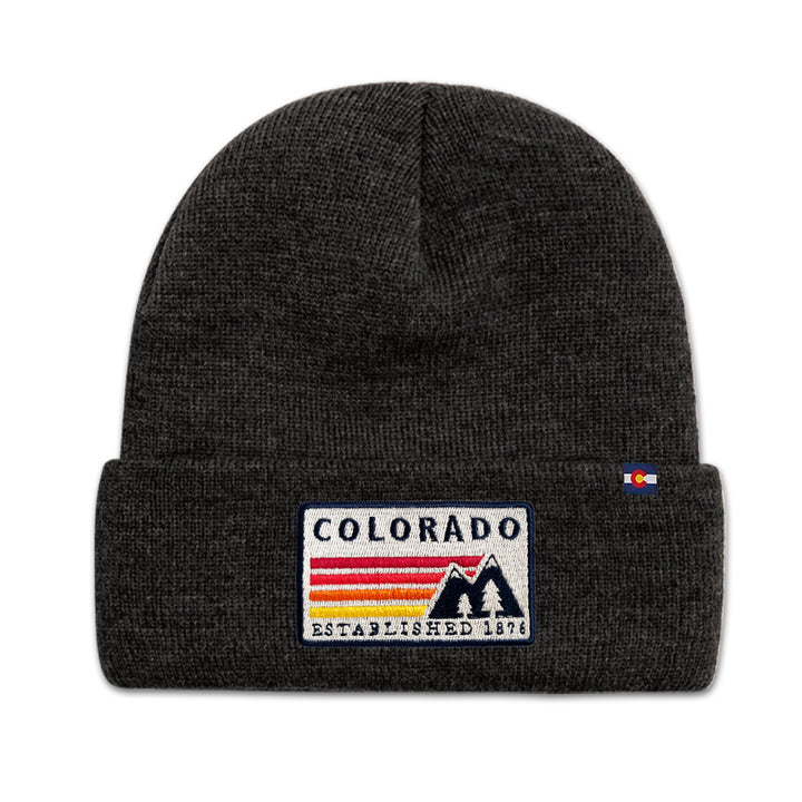 Colorado Retro Mountain Knit Beanie for Outdoor Adventure Lovers