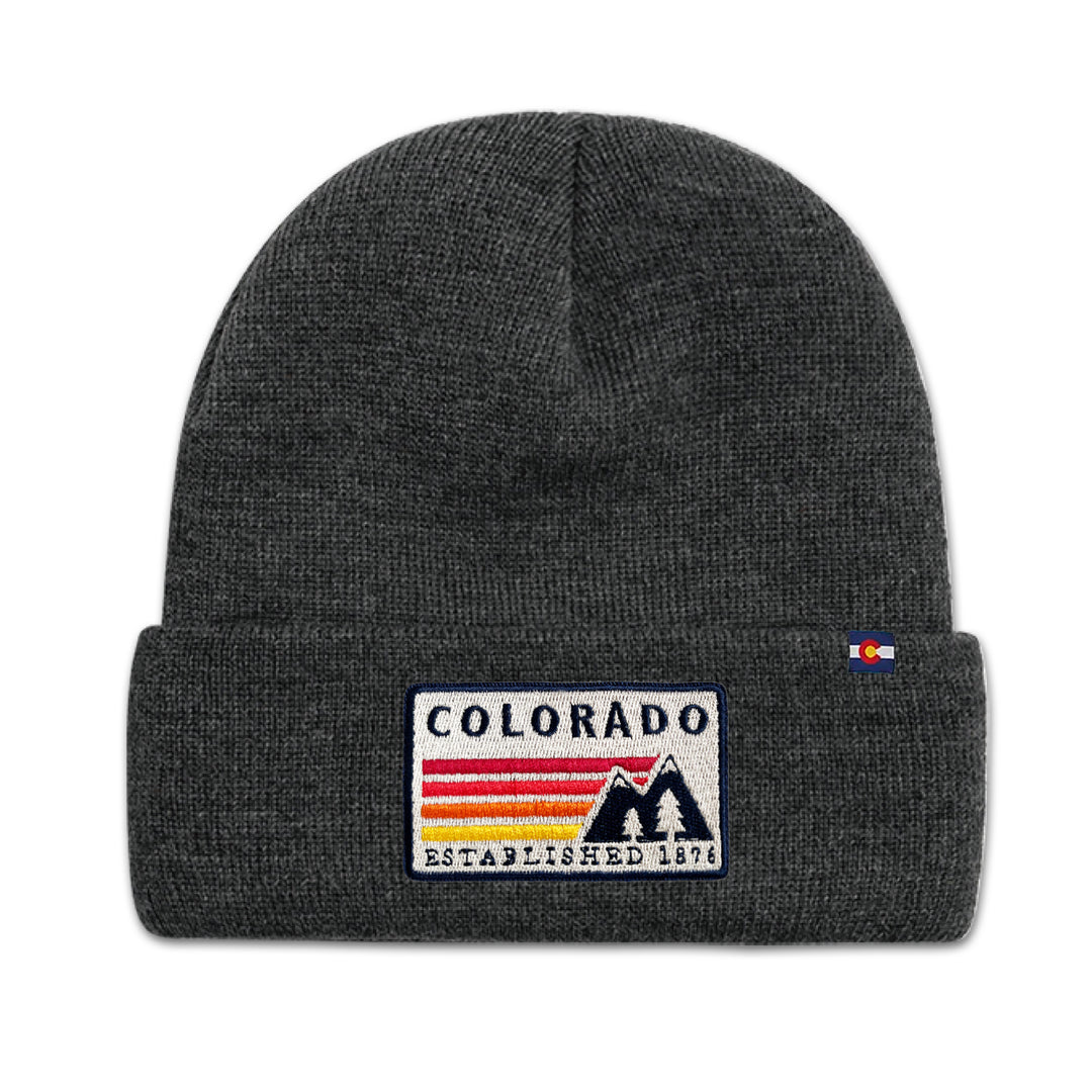 Colorado Retro Mountain Knit Beanie for Outdoor Adventure Lovers