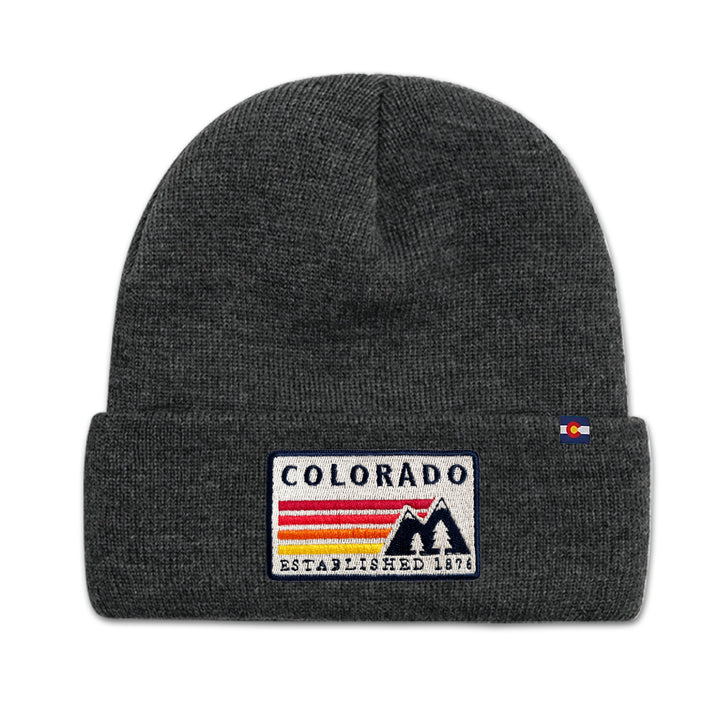 Colorado Retro Mountain Knit Beanie for Outdoor Adventure Lovers
