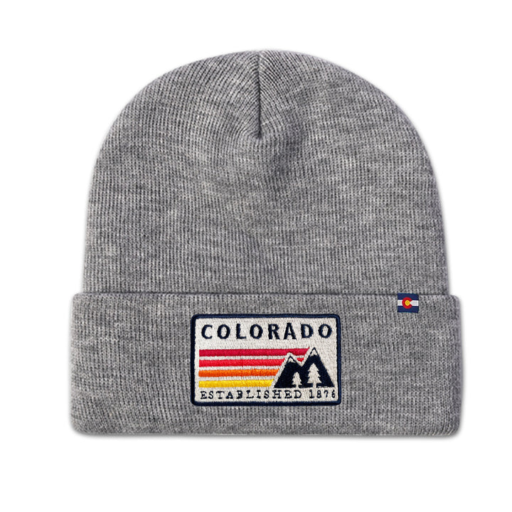 Colorado Retro Mountain Knit Beanie for Outdoor Adventure Lovers