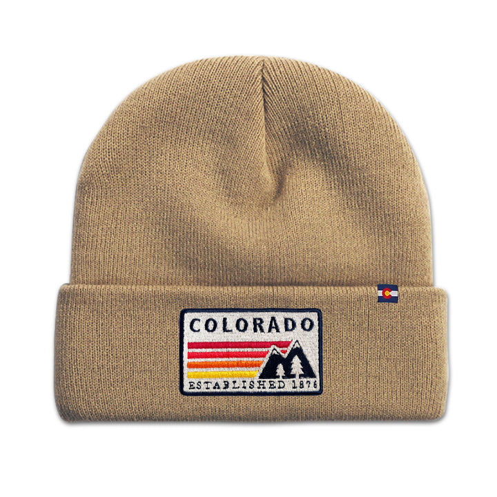 Colorado Retro Mountain Knit Beanie for Outdoor Adventure Lovers