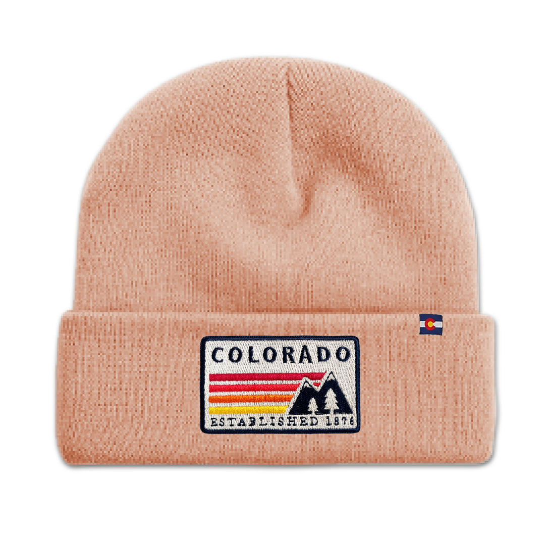 Colorado Retro Mountain Knit Beanie for Outdoor Adventure Lovers