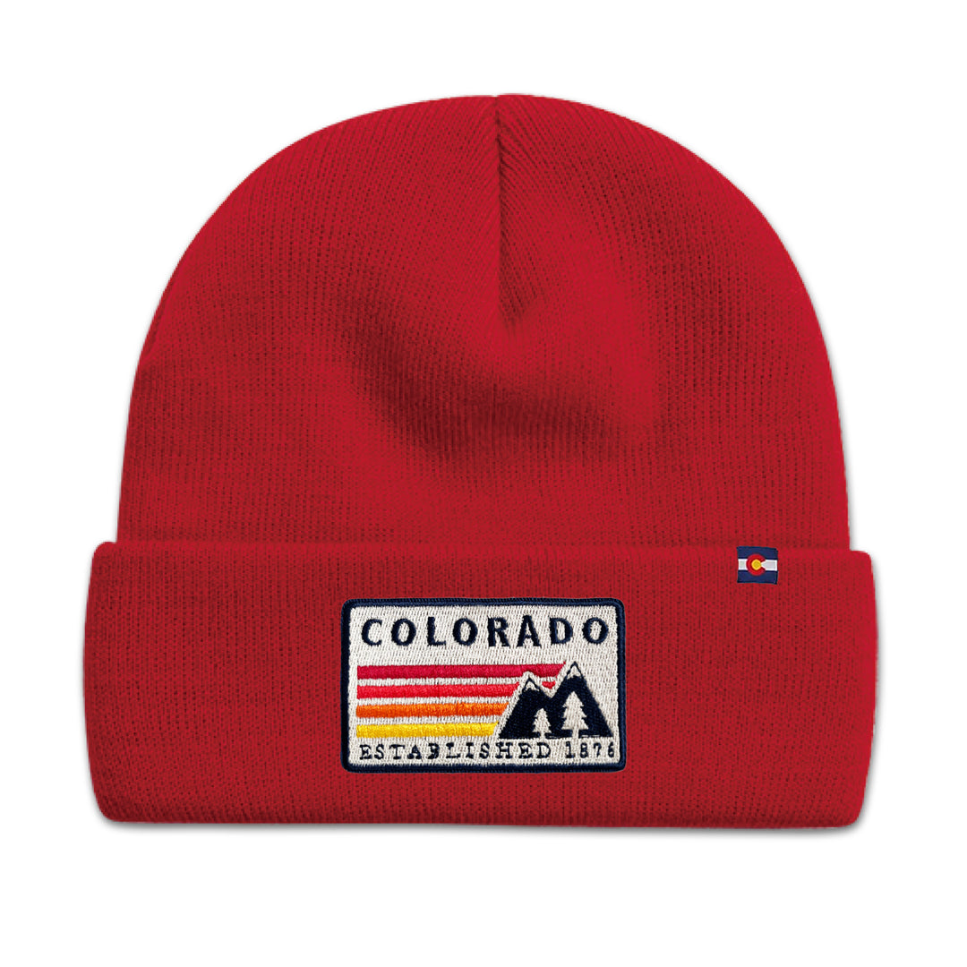 Colorado Retro Mountain Knit Beanie for Outdoor Adventure Lovers