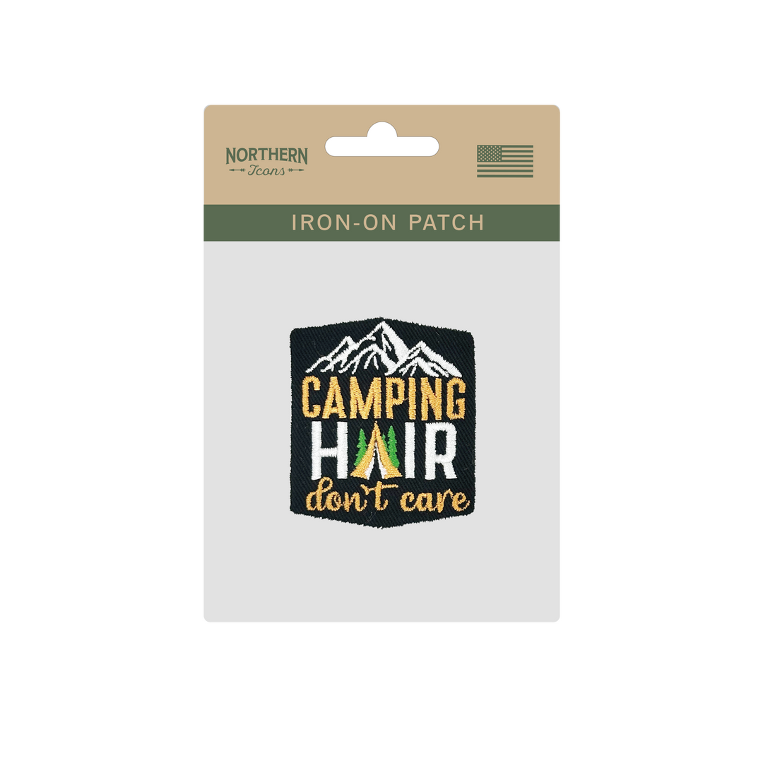 Camping Hair Don’t Care Iron On Embroidery Patch
