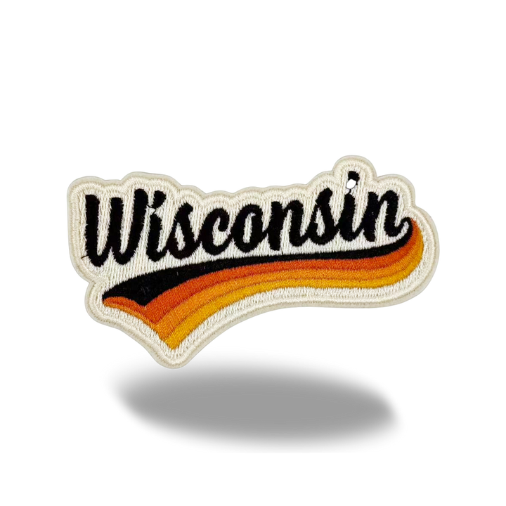 Wisconsin Vintage Script Embroidered Patch Retro Western State Travel Souvenir Iron-On Patch