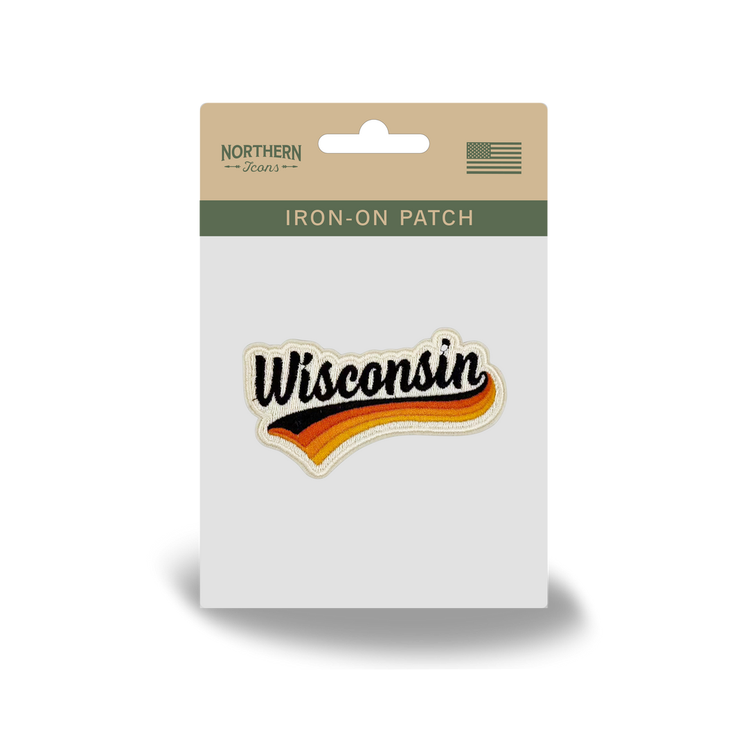 Wisconsin Vintage Script Embroidered Patch Retro Western State Travel Souvenir Iron-On Patch