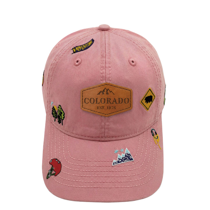 Colorado State Icons Embroidered Baseball Cap – Vintage Travel Souvenir Hat