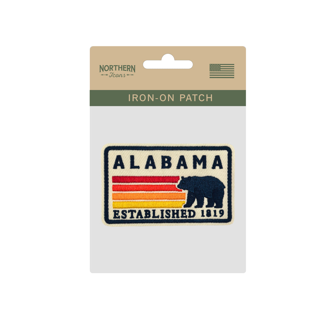 Alabama Black Bear Embroidered Iron-On Patch | Vintage Southern State Travel Souvenir Applique for Jackets, Hats & Backpacks