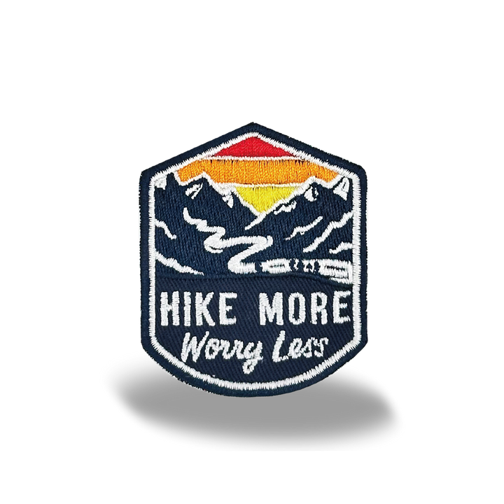Hike More Worry Less Iron On Embroidery Patch