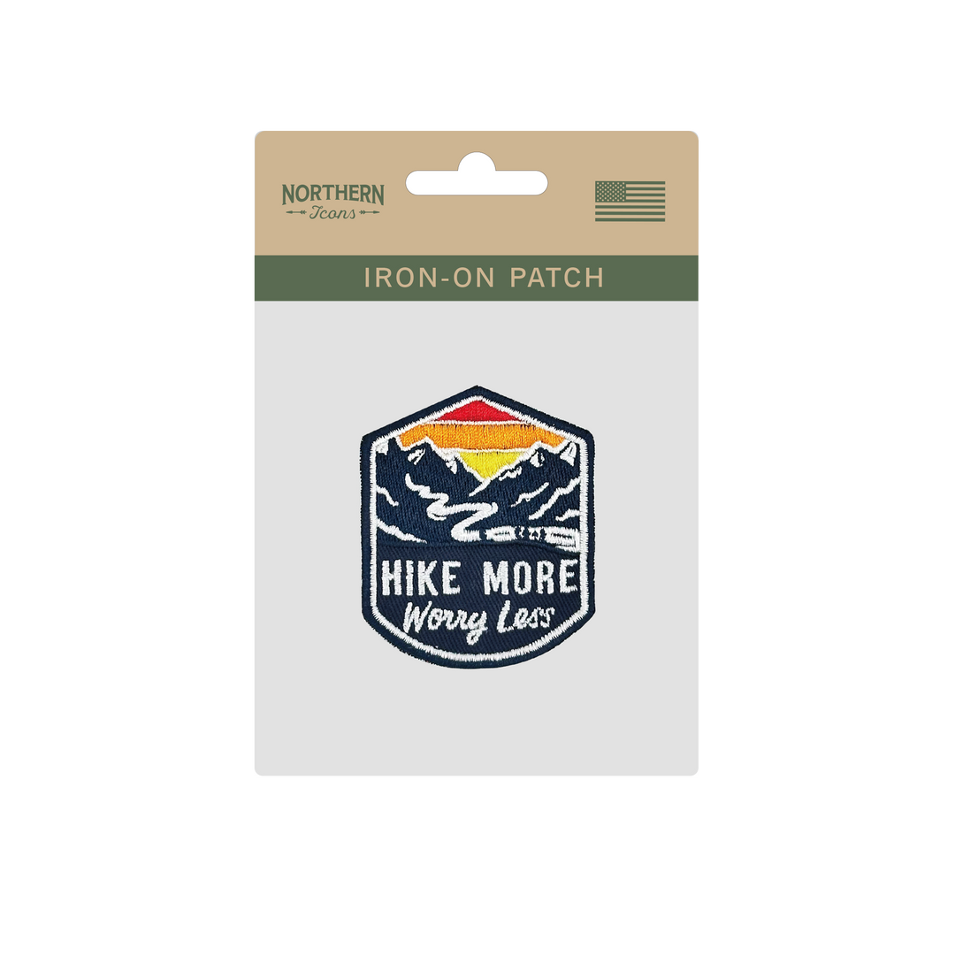 Hike More Worry Less Iron On Embroidery Patch