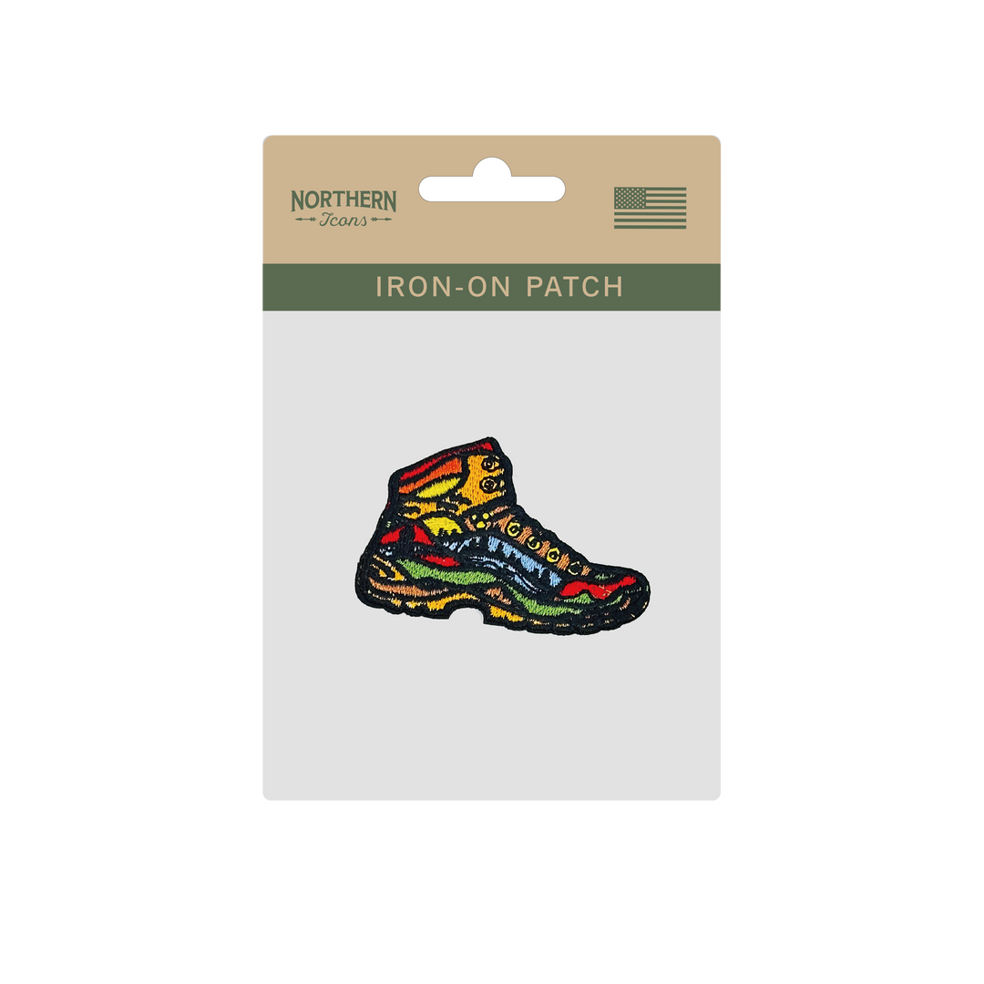 Colorful Hiking Boot Iron On Embroidery Patch