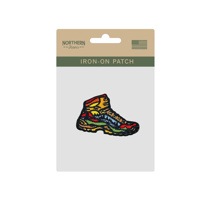Colorful Hiking Boot Iron On Embroidery Patch