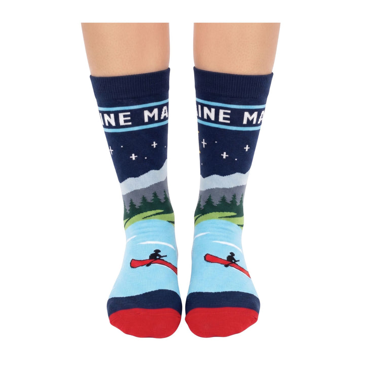 Maine Lighthouse Canoe Crew Socks Coastal Outdoor Adventure Style