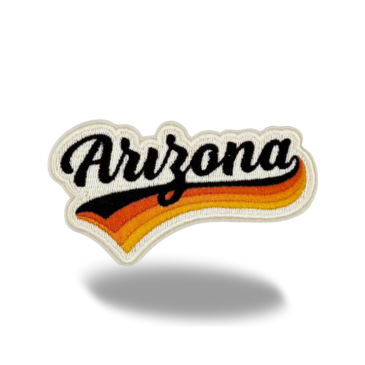 Arizona Vintage Script Embroidered Patch Retro Western State Travel Souvenir Iron-On Patch