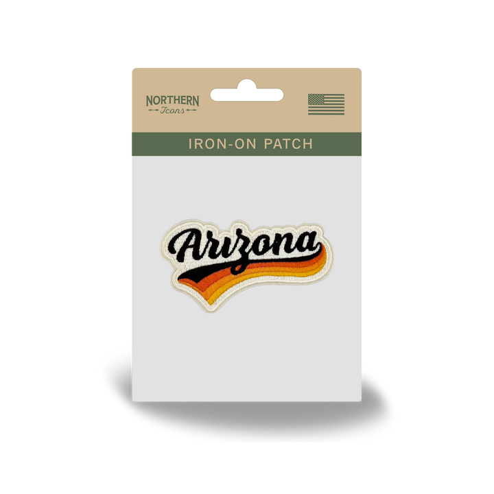 Arizona Vintage Script Embroidered Patch Retro Western State Travel Souvenir Iron-On Patch