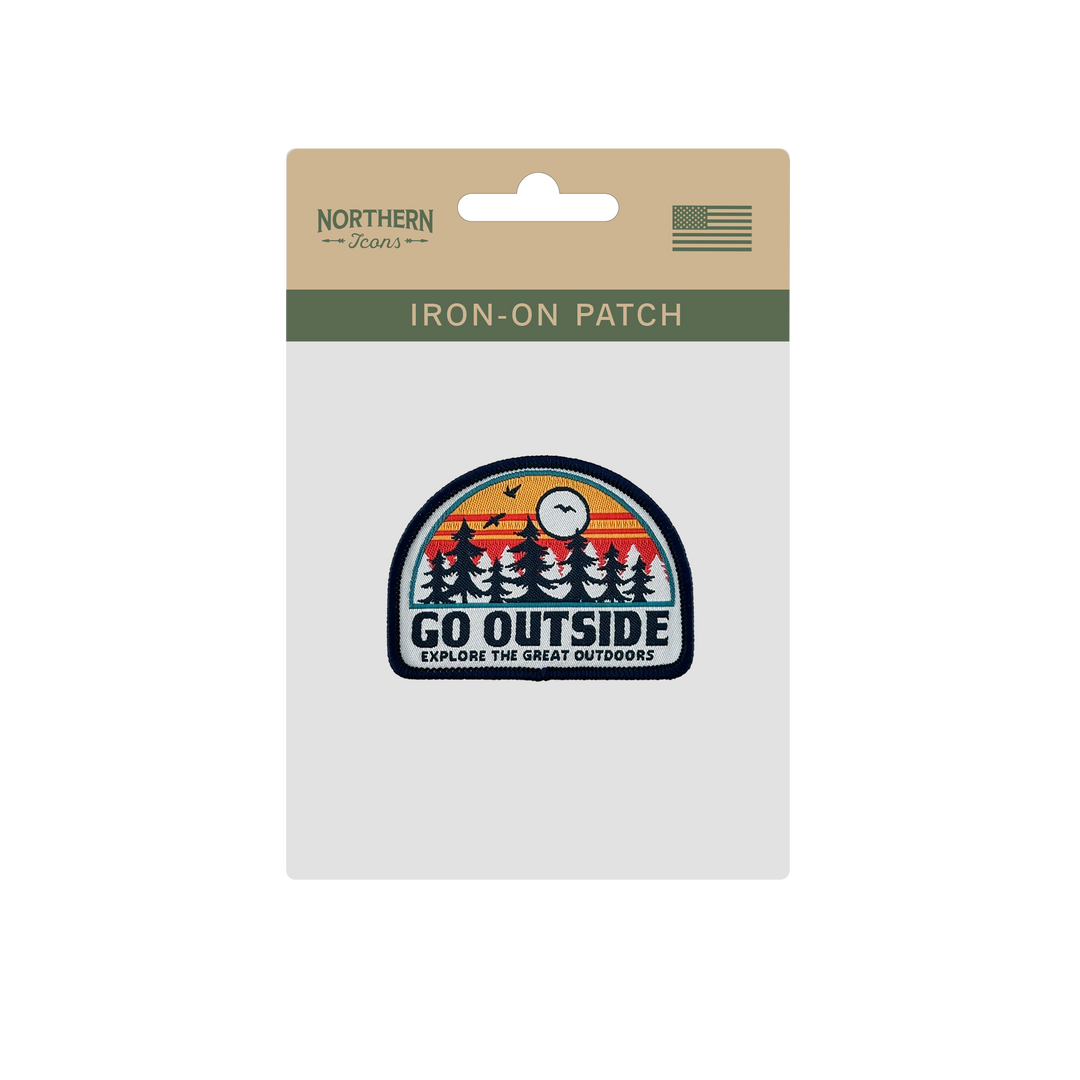 Go Outside Sunset Forest Embroidered Iron-On Patch