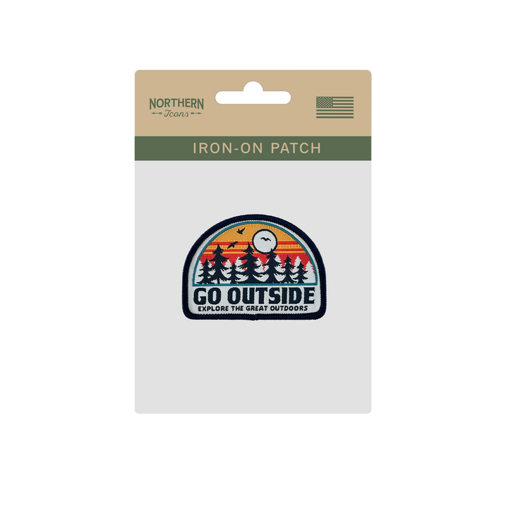 Go Outside Sunset Forest Embroidered Iron-On Patch