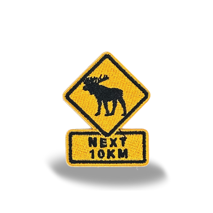 Moose Crossing Road Sign Iron On Embroidery Patch