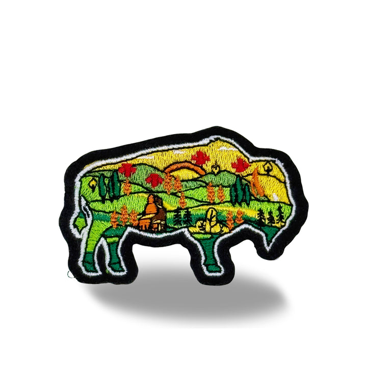 Bison Wilderness Scenic Embroidered Iron-On Patch for Gift & Outdoor Stores