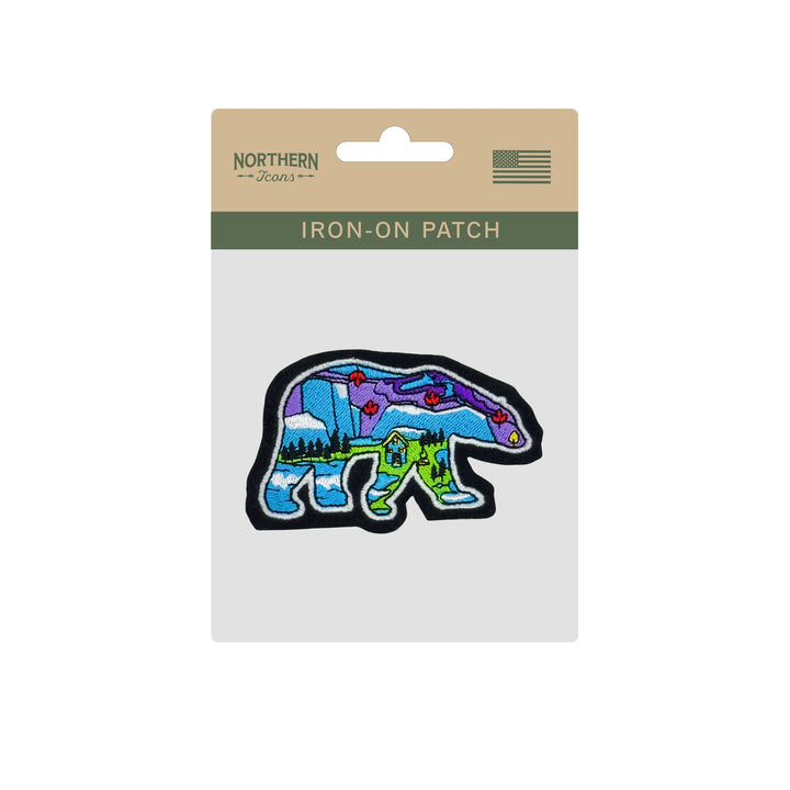 Polar Bear Embroidered Iron-On Patch Arctic Wilderness Souvenir