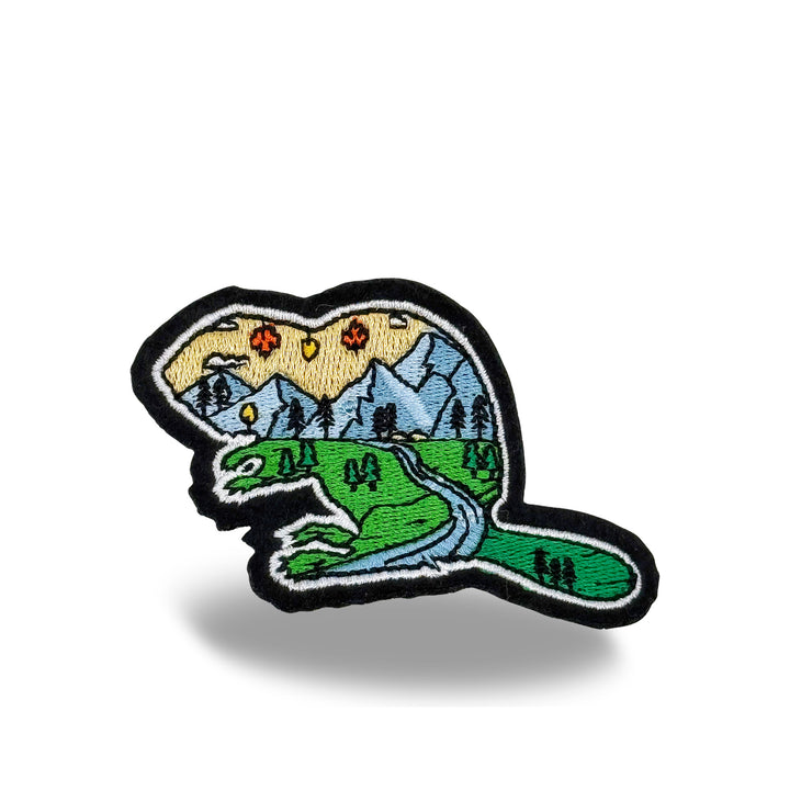 Scenic Beaver Wilderness Embroidered Iron-On Patch for Gift, Outdoor & Souvenir Stores