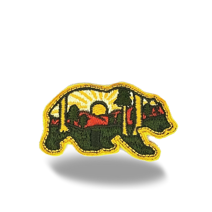 Sunset Bear Forest Iron On Embroidery Patch